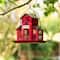 Glitzhome® 12" Red Metal Barn Hanging Bird Feeder
